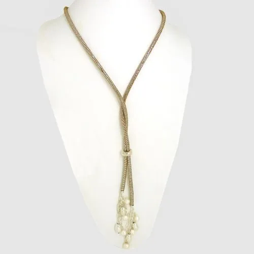 Simon Sebbag Sterling Silver Bead Pearl Suede Leather Necklace Lariat Wear 2 Way