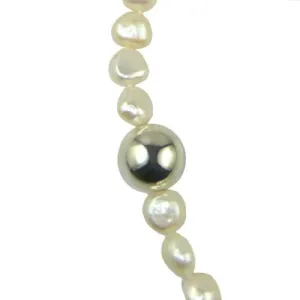 Simon Sebbag Sterling Silver White Pearl Beads Toggle Clasp Necklace 24 inches NB101P24