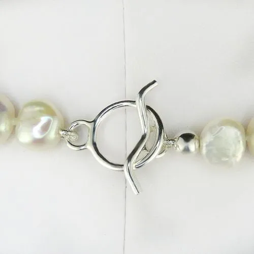 Simon Sebbag Sterling Silver White Pearl Beads Toggle Clasp Necklace 24 inches NB101P24