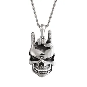 Skull Pendant with Hip Hop Style I Love You Gesture - Trendy Men's Accessory
