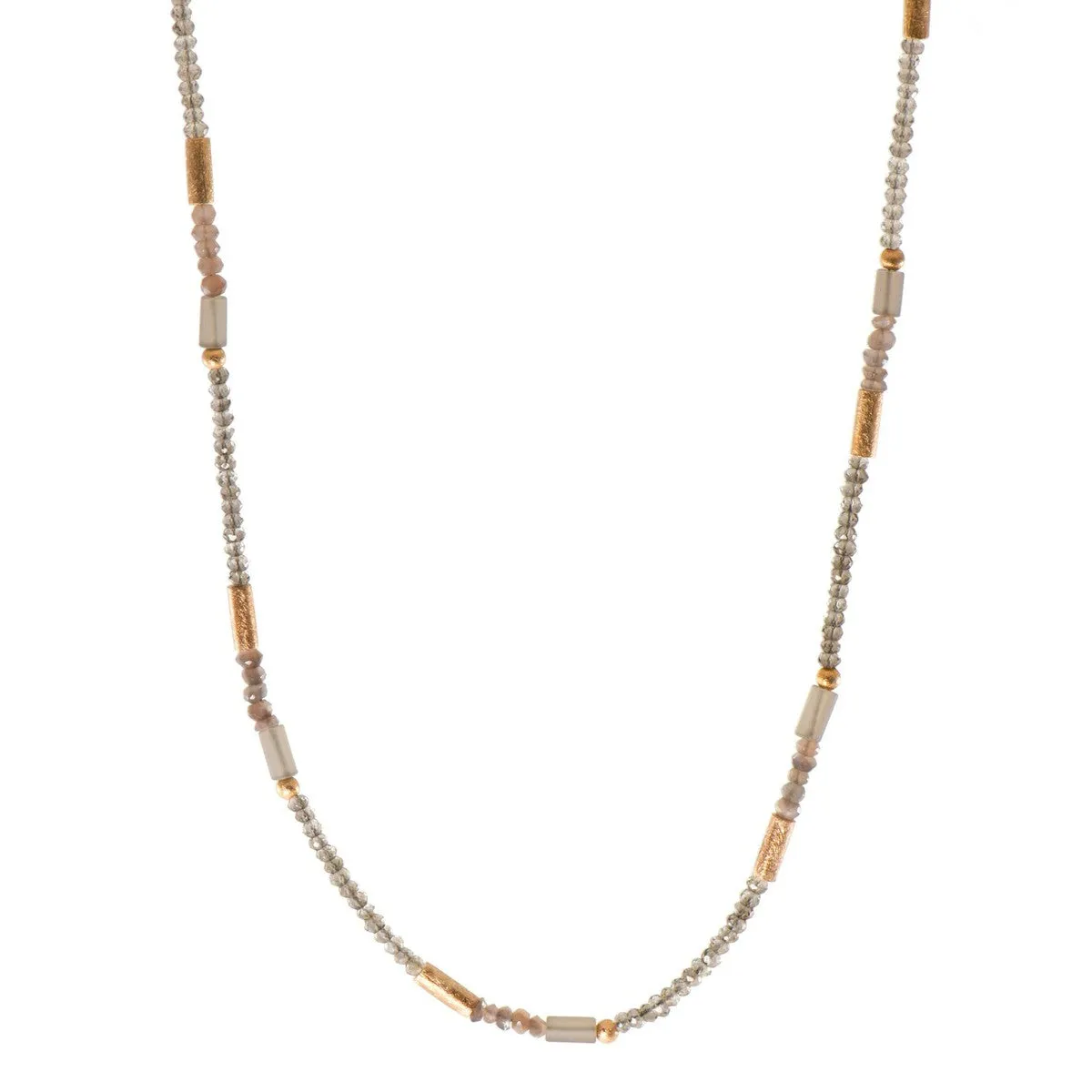 Smoky Quartz 3mm Necklace 24K Fair Trade Gold Vermeil