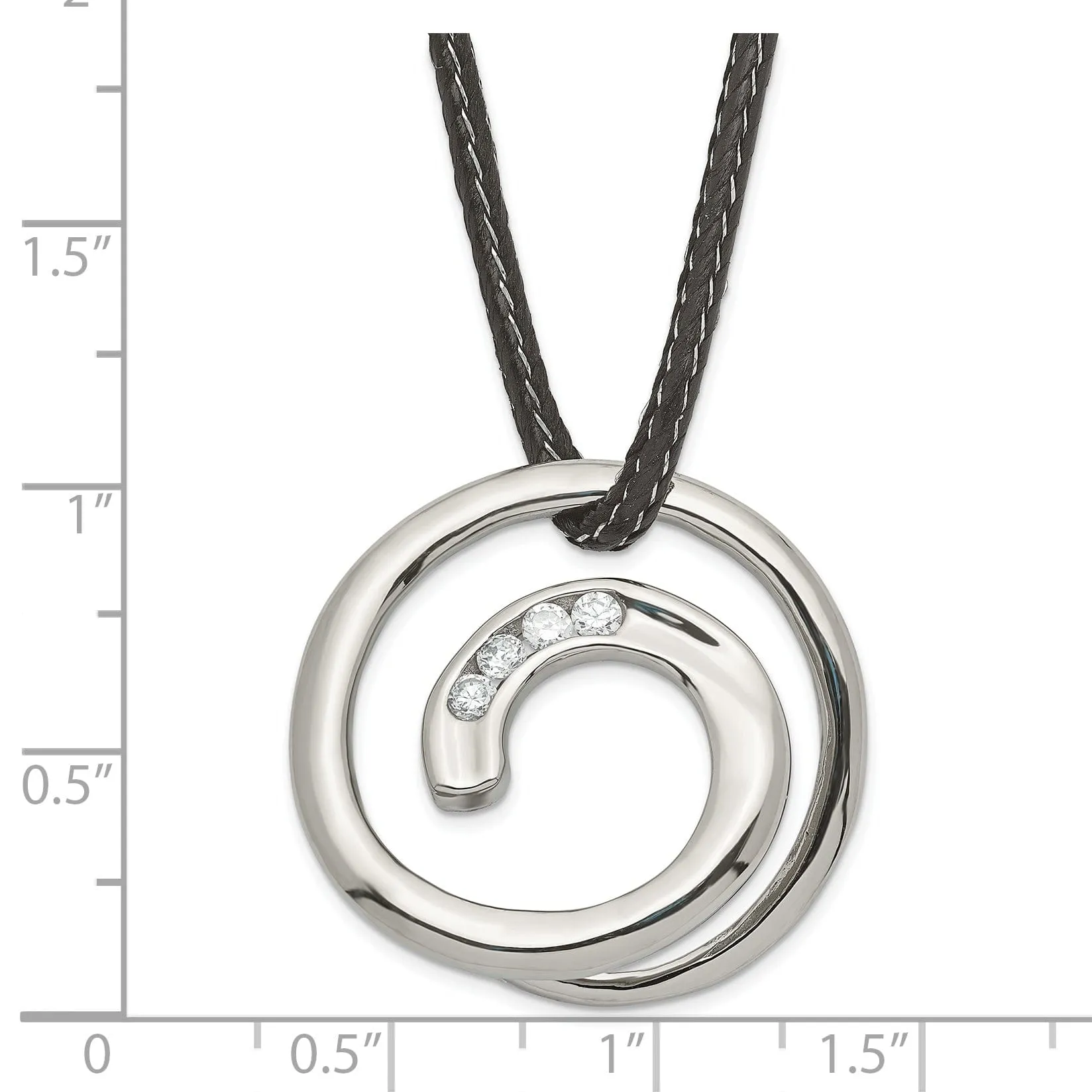 Stainless Steel C.Z Circular Pendant Necklace