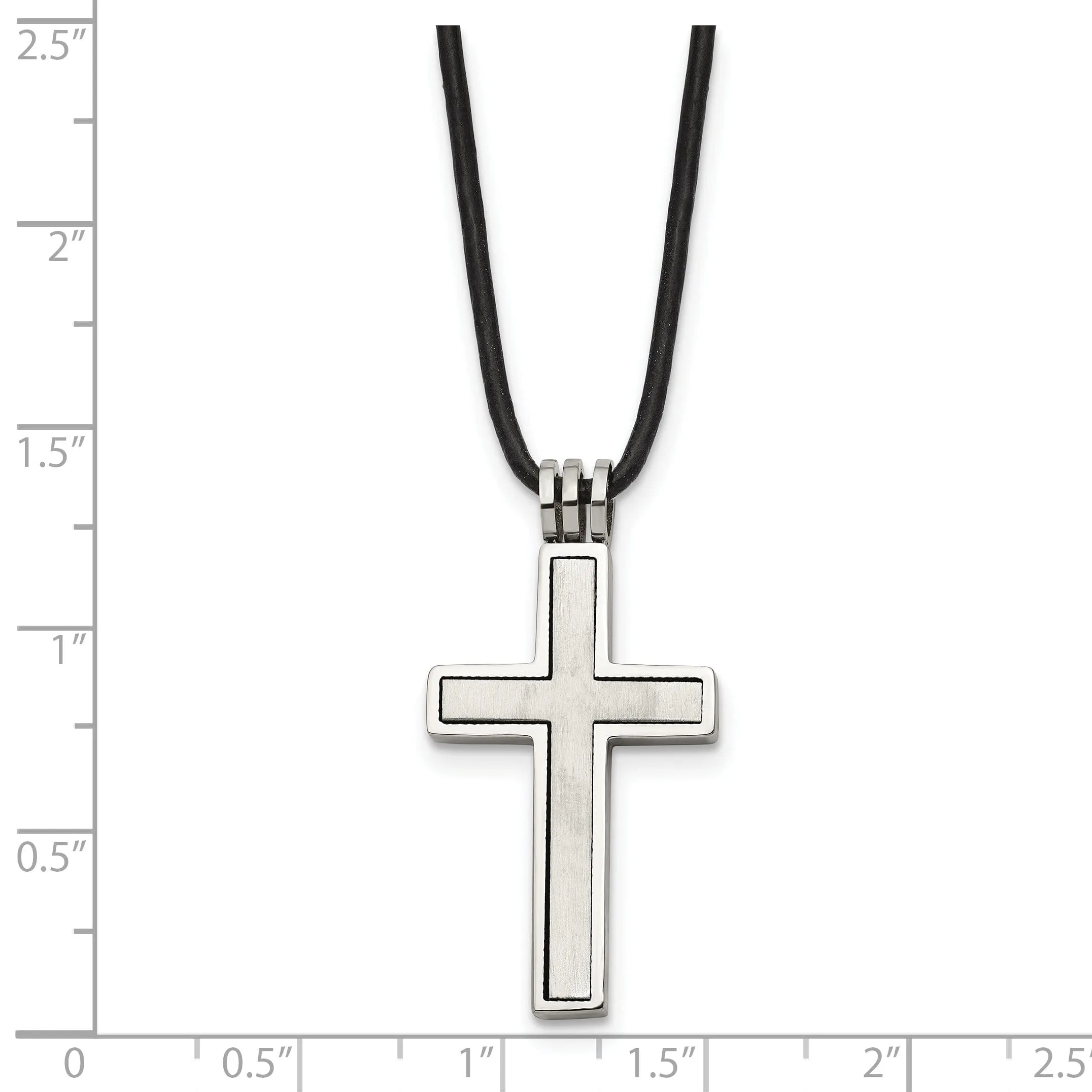 Stainless Steel Leather Cord Cross Necklace