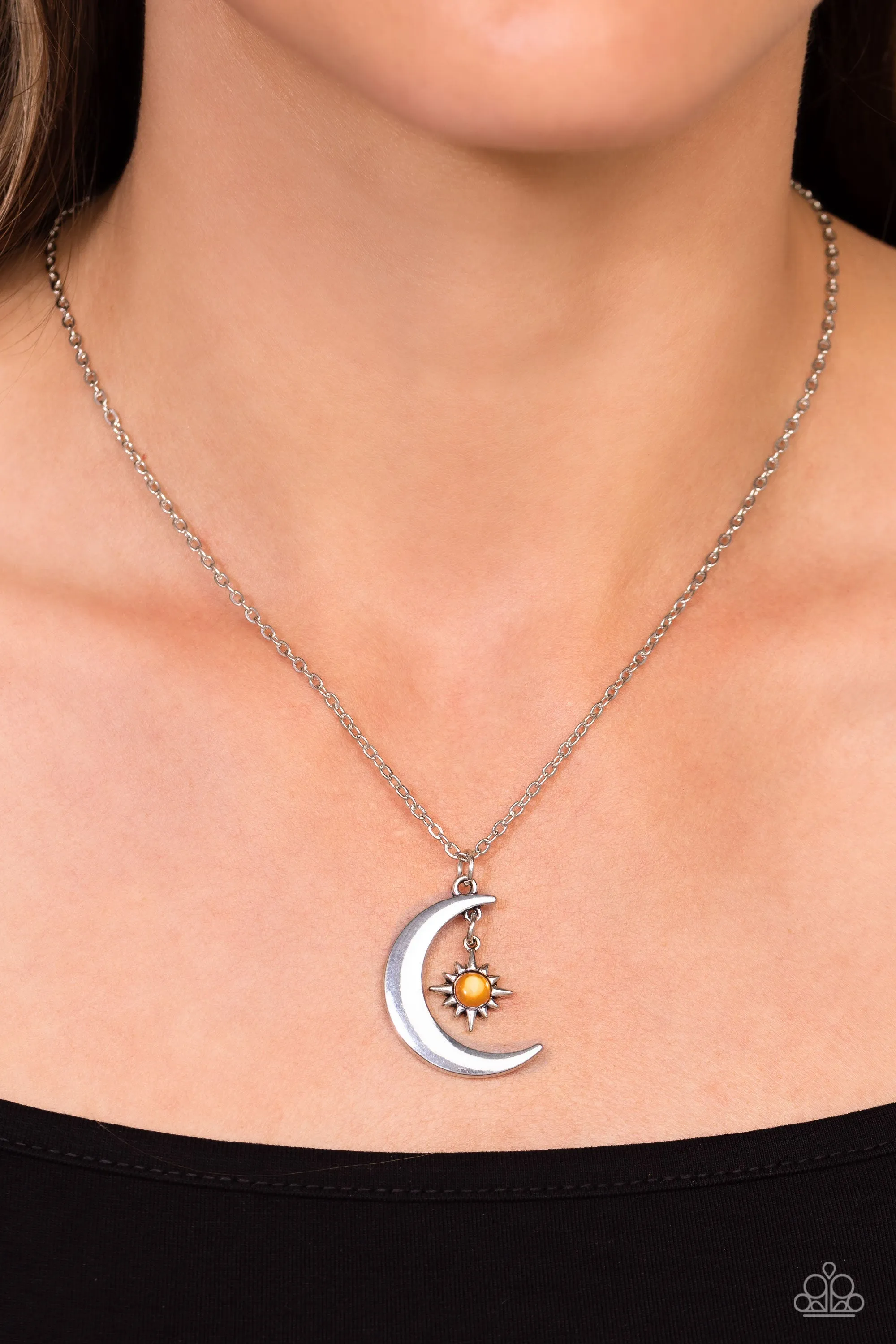 Stellar Sway - Orange Necklace - Paparazzi Accessories