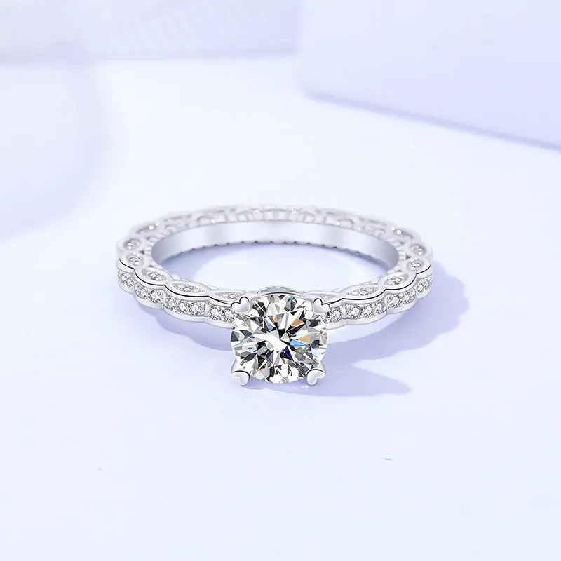 Sterling silver 0.8 carat moissanite ring women's diamond ring