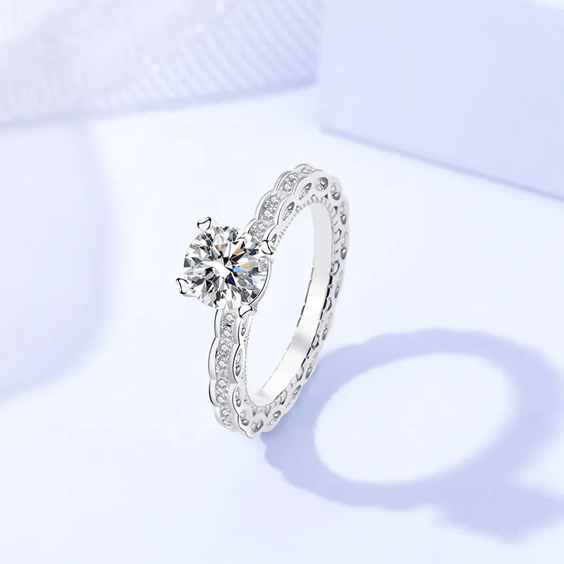 Sterling silver 0.8 carat moissanite ring women's diamond ring