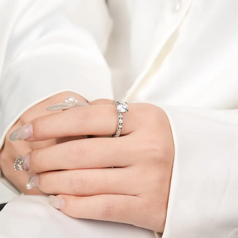 Sterling silver 0.8 carat moissanite ring women's diamond ring