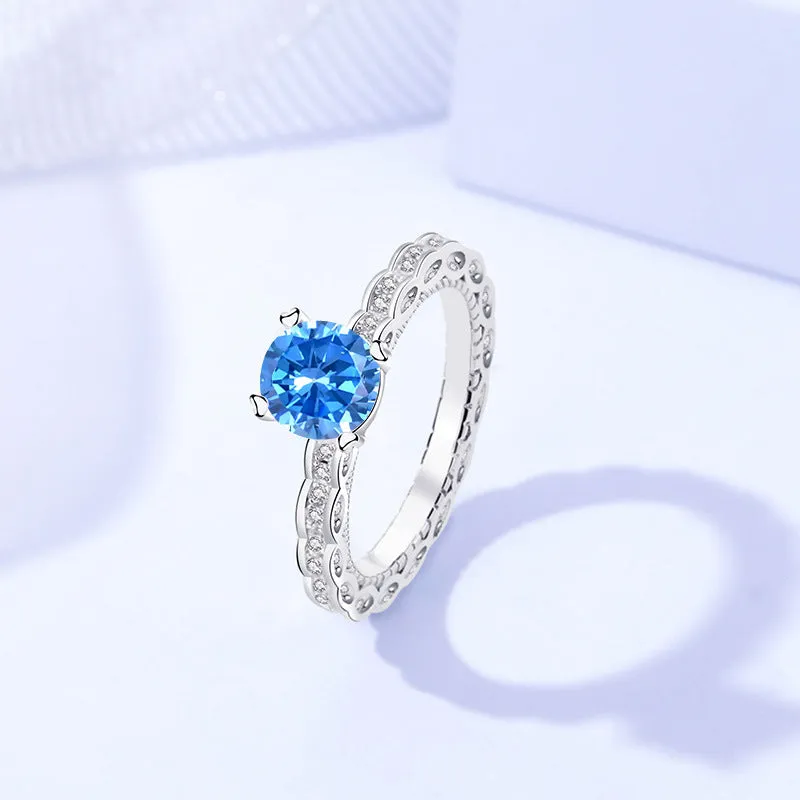 Sterling silver 0.8 carat moissanite ring women's diamond ring
