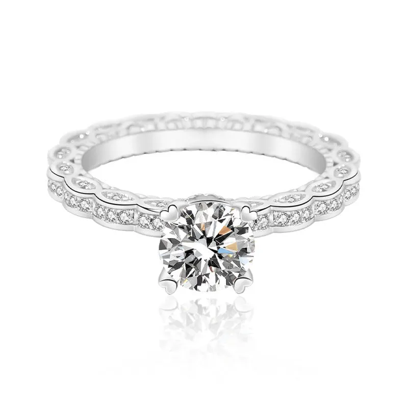 Sterling silver 0.8 carat moissanite ring women's diamond ring