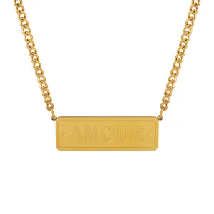 Stylish Stainless Steel Necklace with Hip-Hop English Letter Pendant for Women