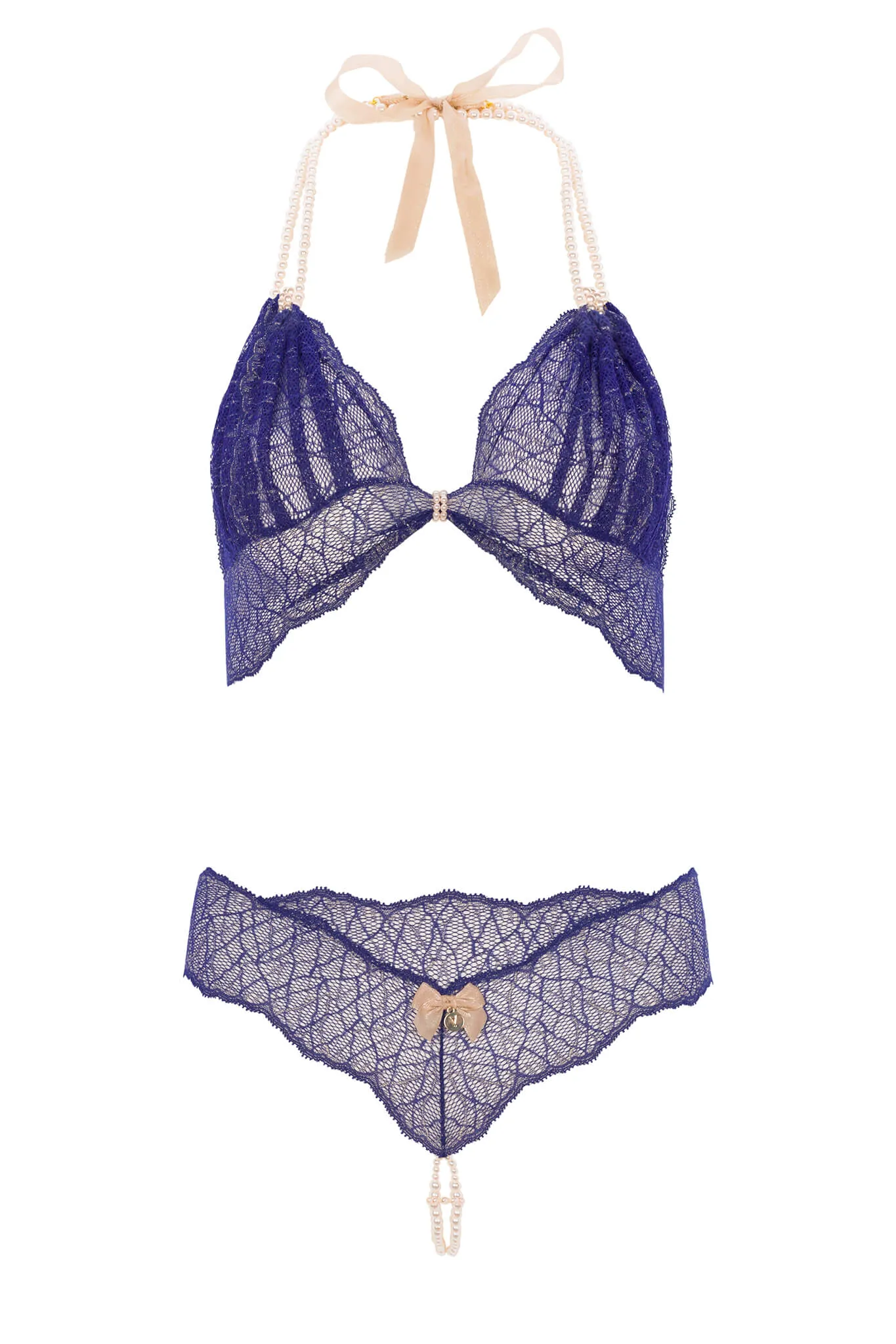 Sydney Blue Lace Double Pearls Set