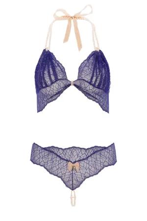 Sydney Blue Lace Double Pearls Set