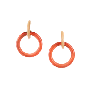 Tagua Women's Poppy Coral Ring of Life Earrings