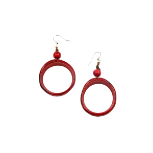 Tagua Women's Red Ring of Life Earrings