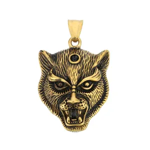 Trendy Dark Animal Pendant - Hip Hop Retro Punk Leopard Zircon Titanium Steel for Men