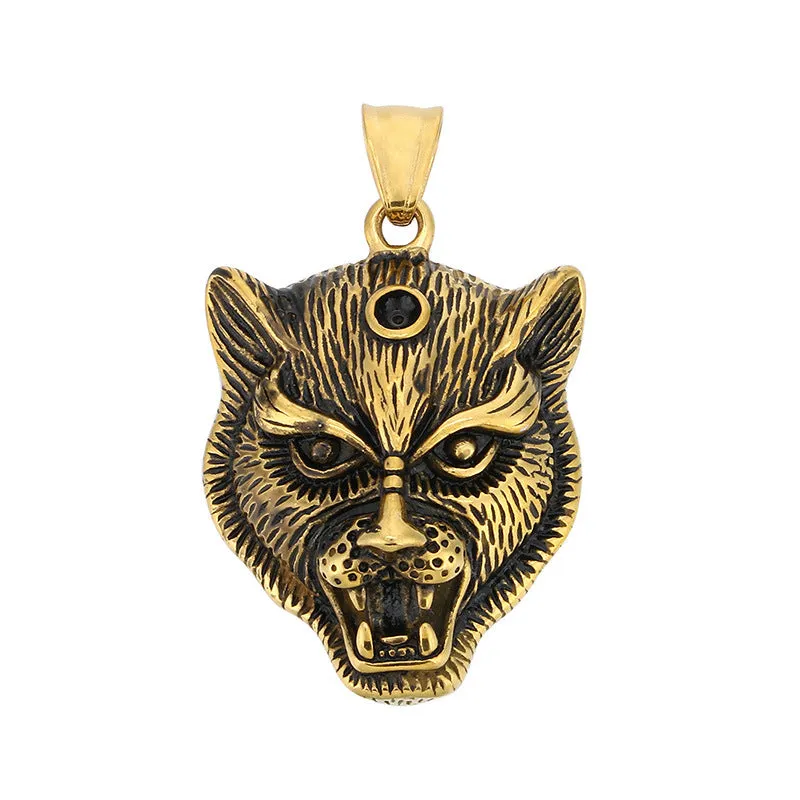 Trendy Dark Animal Pendant - Hip Hop Retro Punk Leopard Zircon Titanium Steel for Men