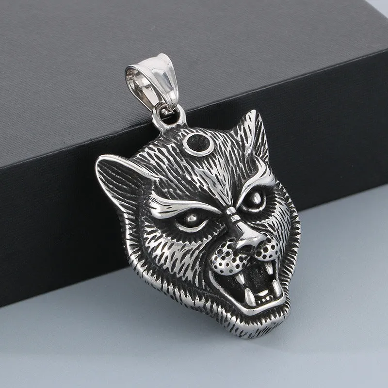 Trendy Dark Animal Pendant - Hip Hop Retro Punk Leopard Zircon Titanium Steel for Men