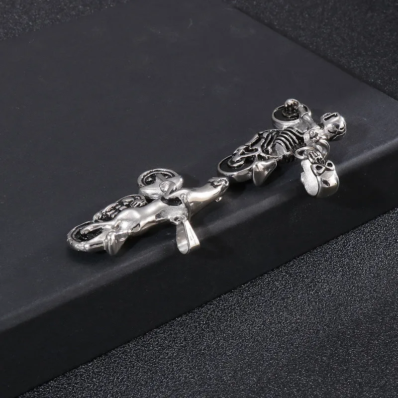 Trendy Hip-Hop Skull Animal Titanium Steel Men's Pendant