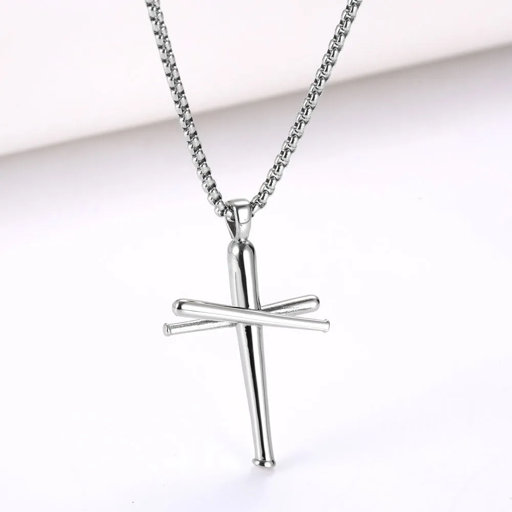 Trendy Men's Titanium Steel Cross Pendant Necklace - Hip-Hop Style in Gold and Silver