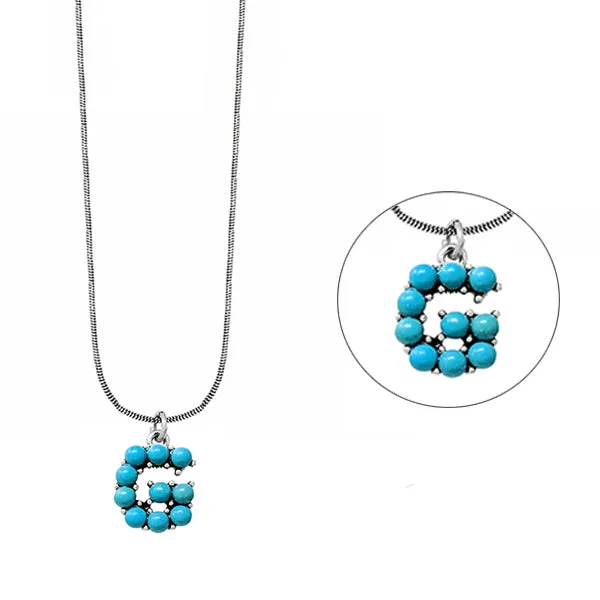 Turquoise Initial Stone Necklace