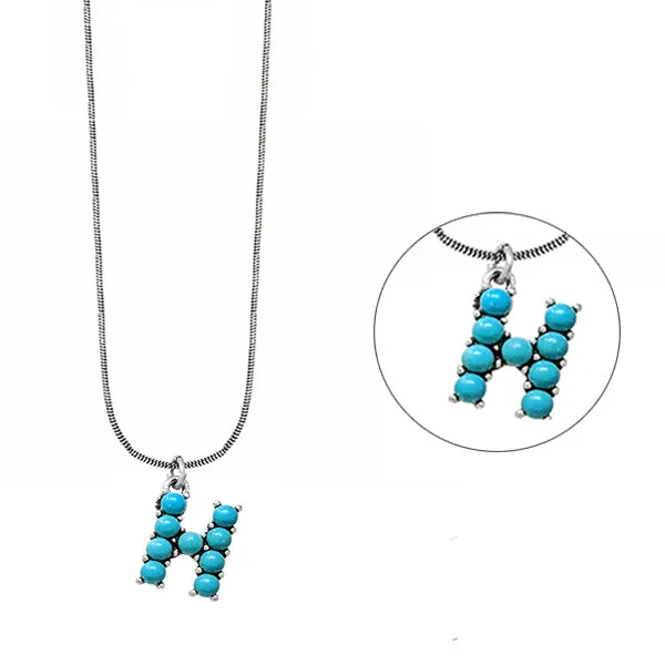 Turquoise Initial Stone Necklace