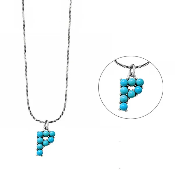 Turquoise Initial Stone Necklace