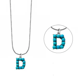 Turquoise Initial Stone Necklace