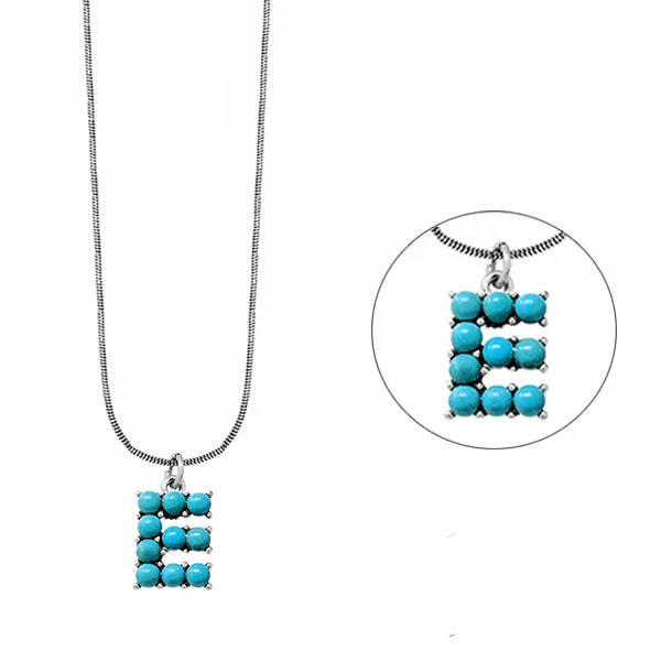 Turquoise Initial Stone Necklace