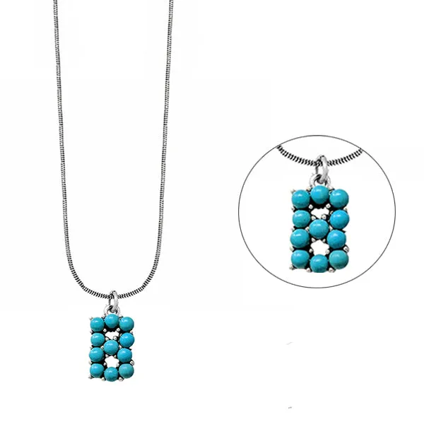 Turquoise Initial Stone Necklace