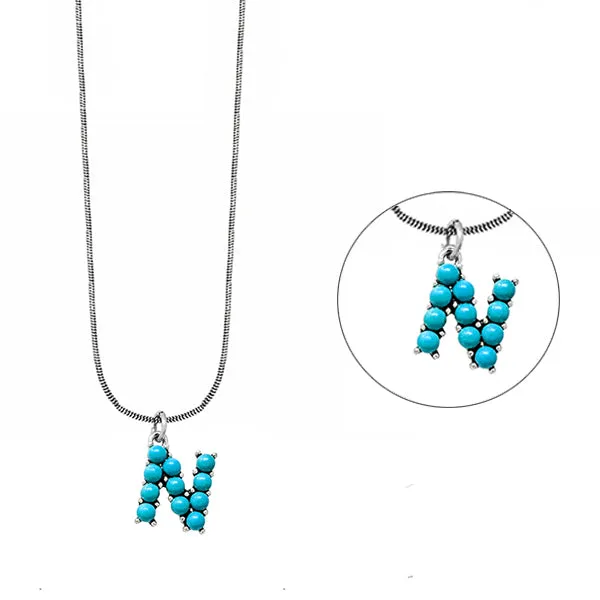 Turquoise Initial Stone Necklace
