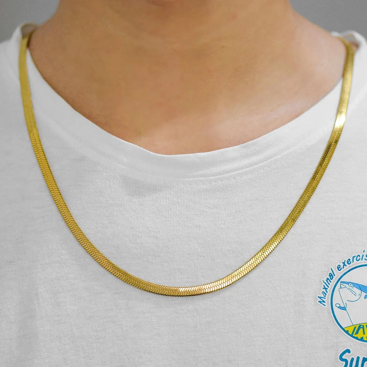 Unique Flat Gold Color Stainless Steel Necklace Blade Chain