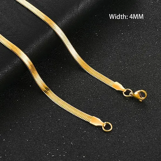 Unique Flat Gold Color Stainless Steel Necklace Blade Chain