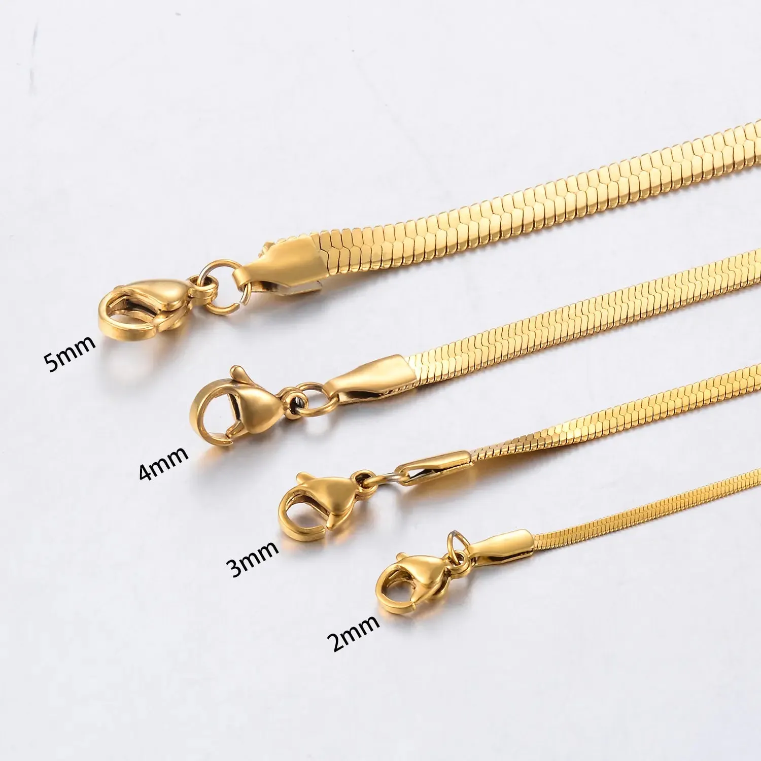 Unique Flat Gold Color Stainless Steel Necklace Blade Chain