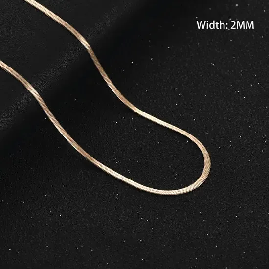 Unique Flat Gold Color Stainless Steel Necklace Blade Chain