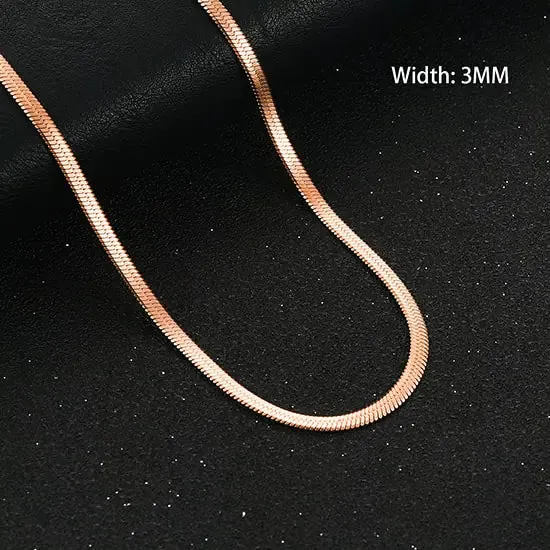 Unique Flat Gold Color Stainless Steel Necklace Blade Chain