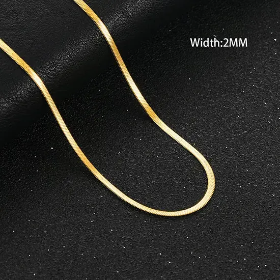 Unique Flat Gold Color Stainless Steel Necklace Blade Chain