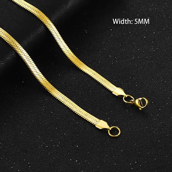 Unique Flat Gold Color Stainless Steel Necklace Blade Chain
