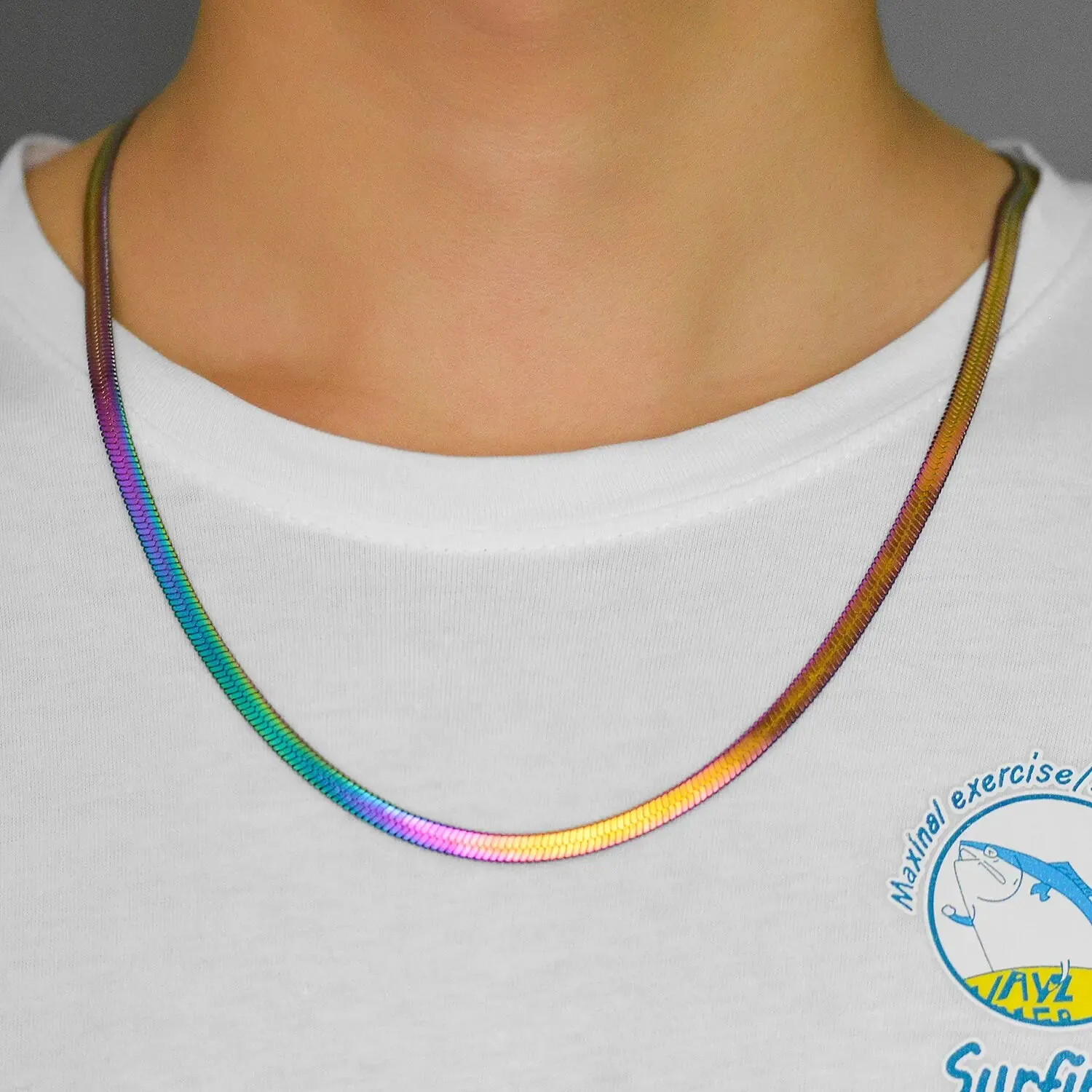 Unique Flat Gold Color Stainless Steel Necklace Blade Chain