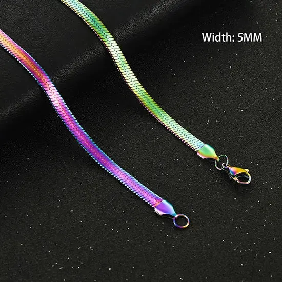Unique Flat Gold Color Stainless Steel Necklace Blade Chain