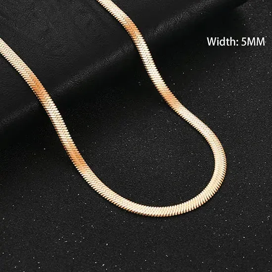Unique Flat Gold Color Stainless Steel Necklace Blade Chain
