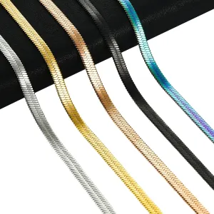 Unique Flat Gold Color Stainless Steel Necklace Blade Chain