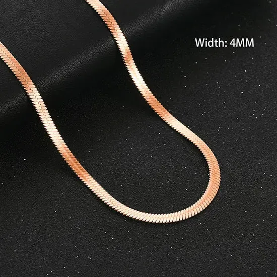 Unique Flat Gold Color Stainless Steel Necklace Blade Chain