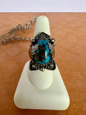 Unique Navajo Turquoise Ring | Size 8