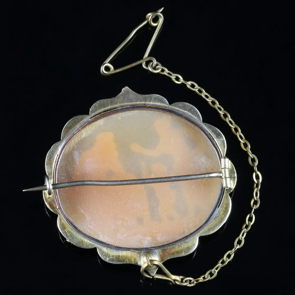 Victorian Gold Cameo Brooch In Original Box Circa 1900