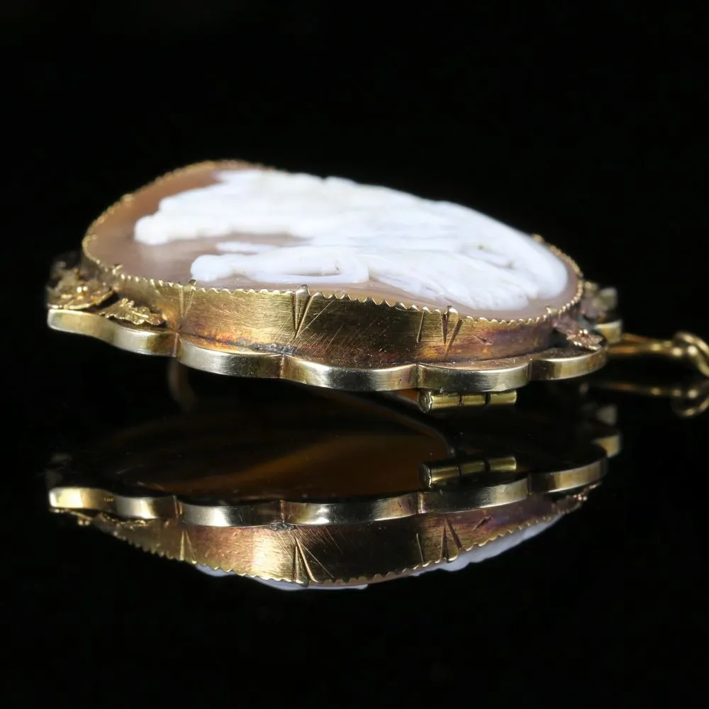 Victorian Gold Cameo Brooch In Original Box Circa 1900