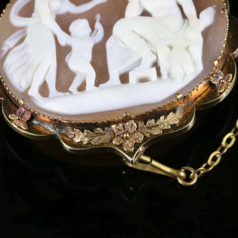 Victorian Gold Cameo Brooch In Original Box Circa 1900