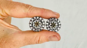 Victorian Style Crystal Post Earrings. Sterling Silver. 1084