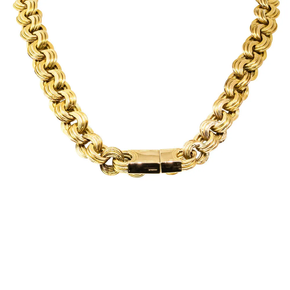 Vintage 14ct Yellow Gold Hollow Link Necklace