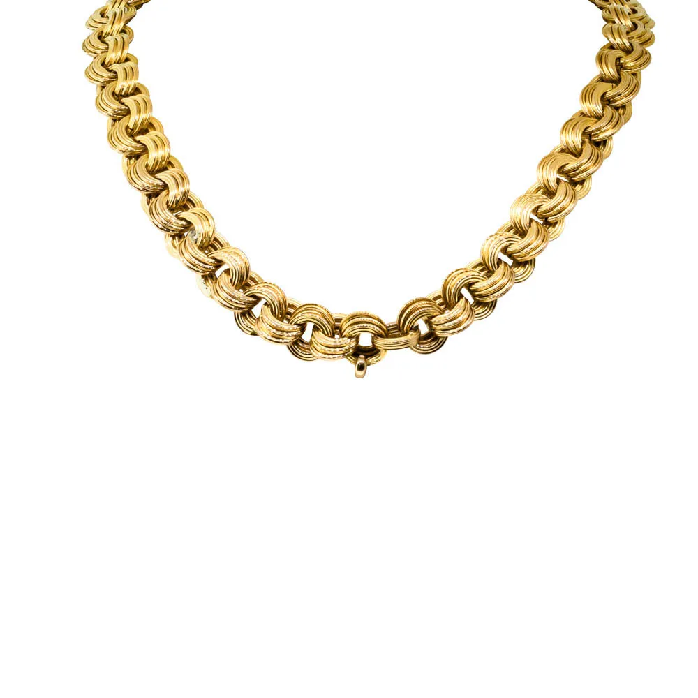 Vintage 14ct Yellow Gold Hollow Link Necklace