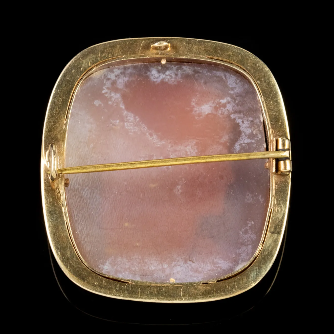 Vintage Bullmouth Shell Cameo Portrait Brooch 9Ct Gold Dated 1965